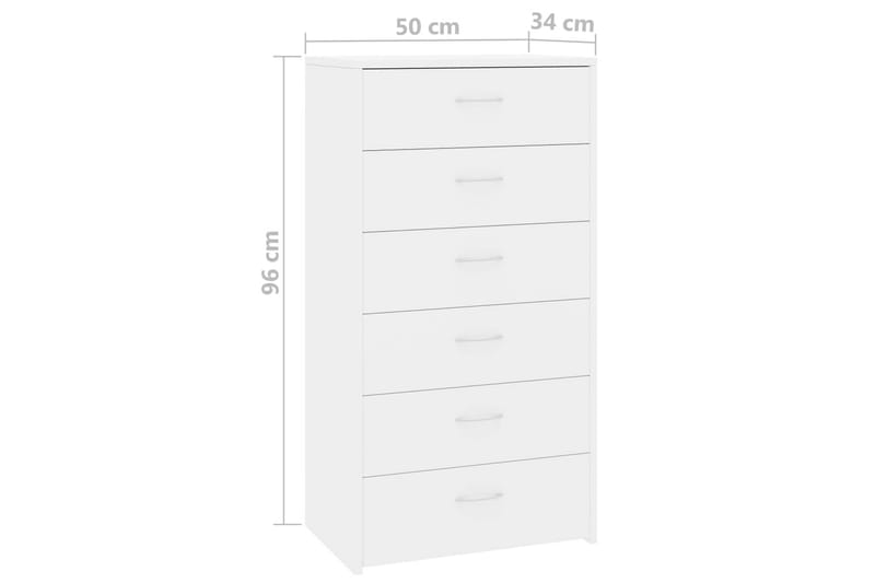 Skänk med 6 lådor vit högglans 50x34x96 cm spånskiva - Vit - Förvaring - Förvaringsmöbler - Skänkar & sideboards