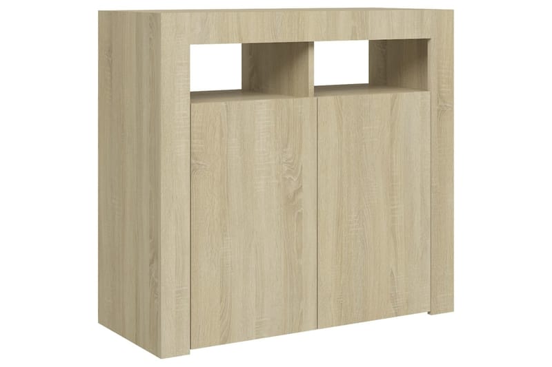 Skänk med LED-belysning sonoma-ek 80x35x75 cm - Brun - Förvaring - Förvaringsmöbler - Skänkar & sideboards