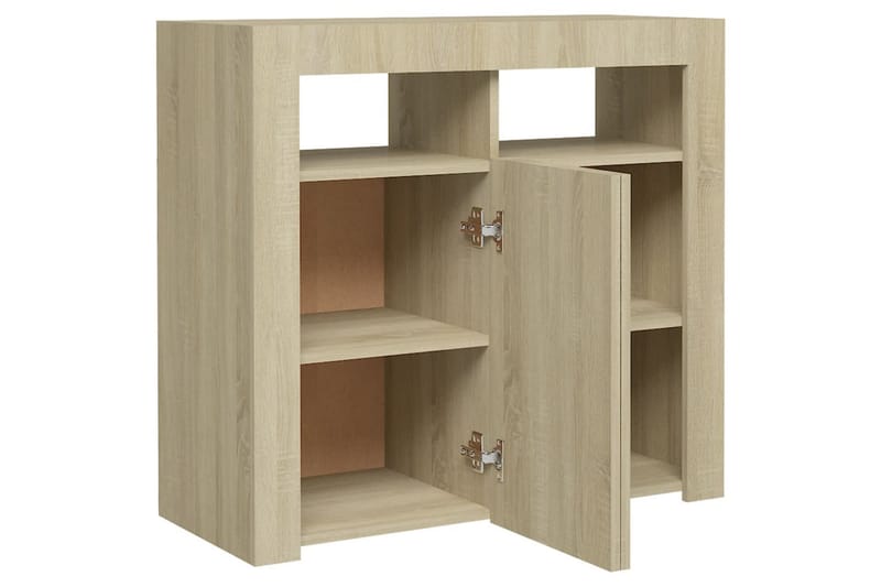 Skänk med LED-belysning sonoma-ek 80x35x75 cm - Brun - Förvaring - Förvaringsmöbler - Skänkar & sideboards