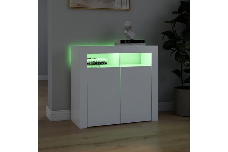 Skänk med LED-belysning vit 80x35x75 cm - Vit - Förvaring - Förvaringsmöbler - Skänkar & sideboards