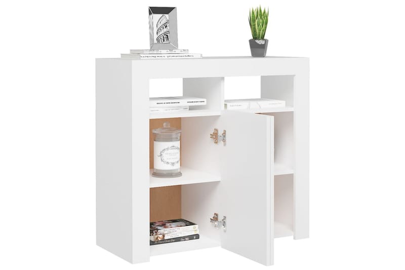 Skänk med LED-belysning vit 80x35x75 cm - Vit - Förvaring - Förvaringsmöbler - Skänkar & sideboards