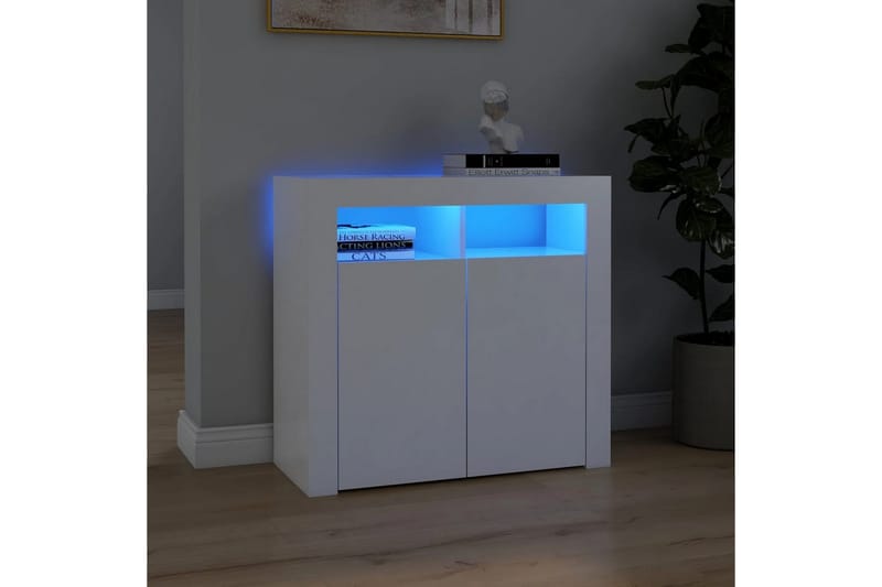 Skänk med LED-belysning vit 80x35x75 cm - Vit - Förvaring - Förvaringsmöbler - Skänkar & sideboards