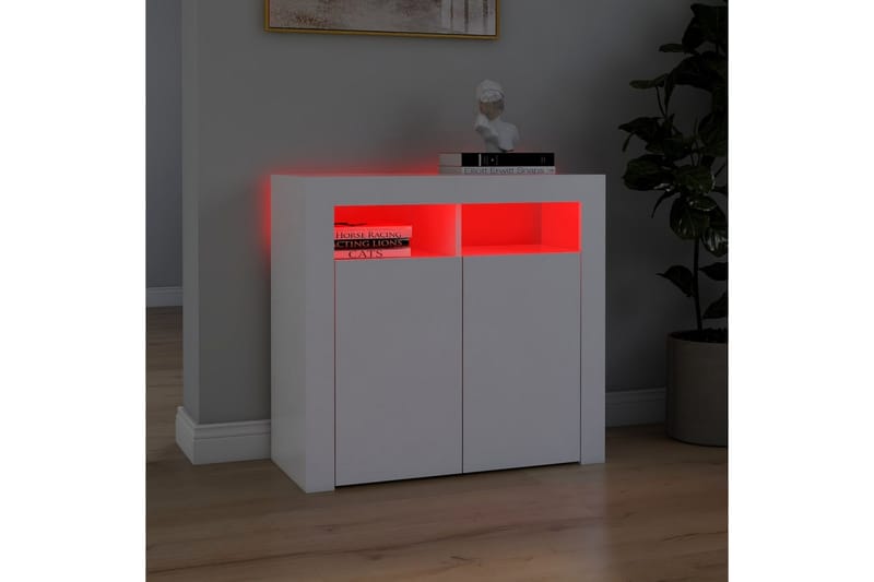 Skänk med LED-belysning vit 80x35x75 cm - Vit - Förvaring - Förvaringsmöbler - Skänkar & sideboards