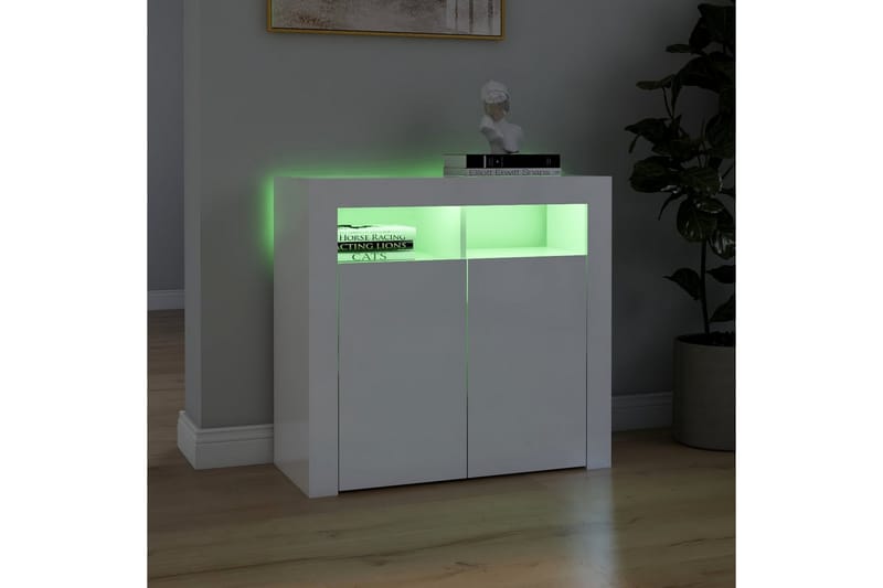 Skänk med LED-belysning vit högglans 80x35x75 cm - Vit högglans - Förvaring - Förvaringsmöbler - Skänkar & sideboards