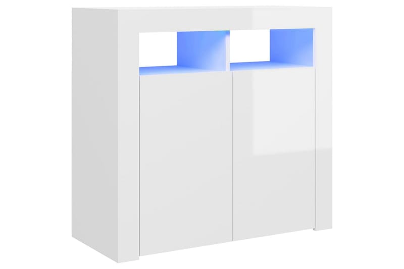 Skänk med LED-belysning vit högglans 80x35x75 cm - Vit högglans - Förvaring - Förvaringsmöbler - Skänkar & sideboards