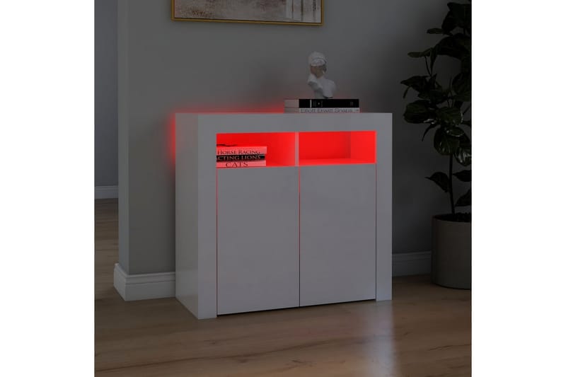 Skänk med LED-belysning vit högglans 80x35x75 cm - Vit högglans - Förvaring - Förvaringsmöbler - Skänkar & sideboards