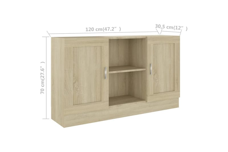 Skänk sonoma-ek 120x30,5x70 cm spånskiva - Brun - Förvaring - Förvaringsmöbler - Skänkar & sideboards