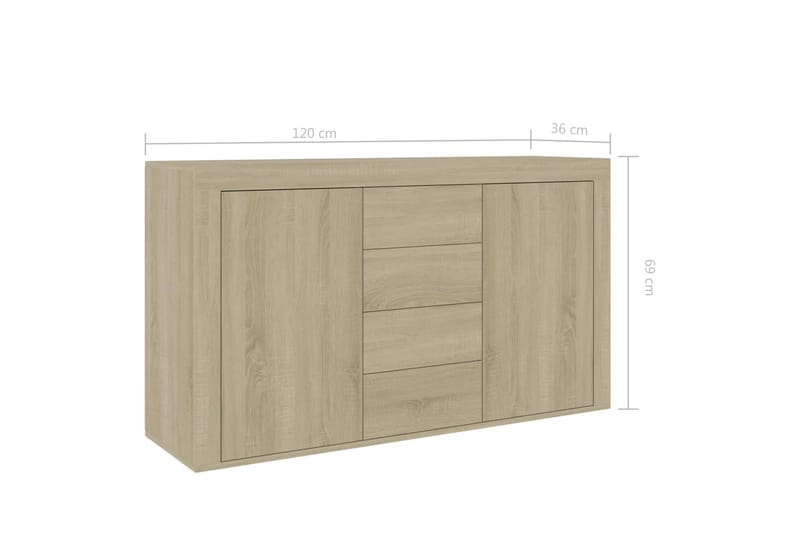 Skänk sonoma-ek 120x36x69 cm spånskiva - Brun - Förvaring - Förvaringsmöbler - Skänkar & sideboards