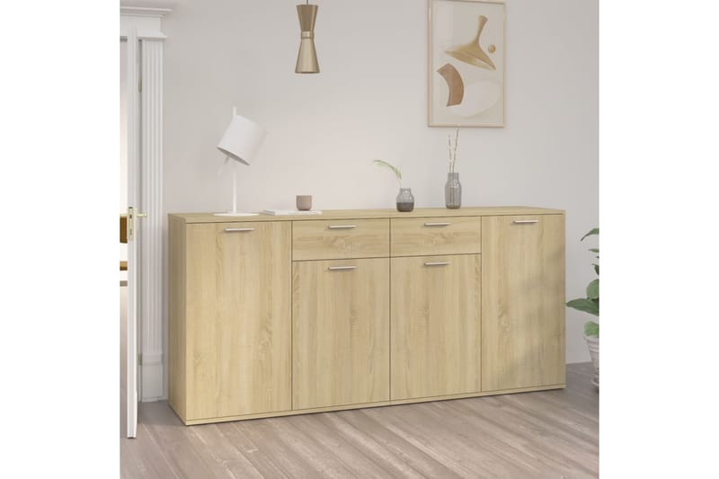 Skänk sonoma-ek 160x36x75 cm spånskiva - Brun - Förvaring - Förvaringsmöbler - Skänkar & sideboards