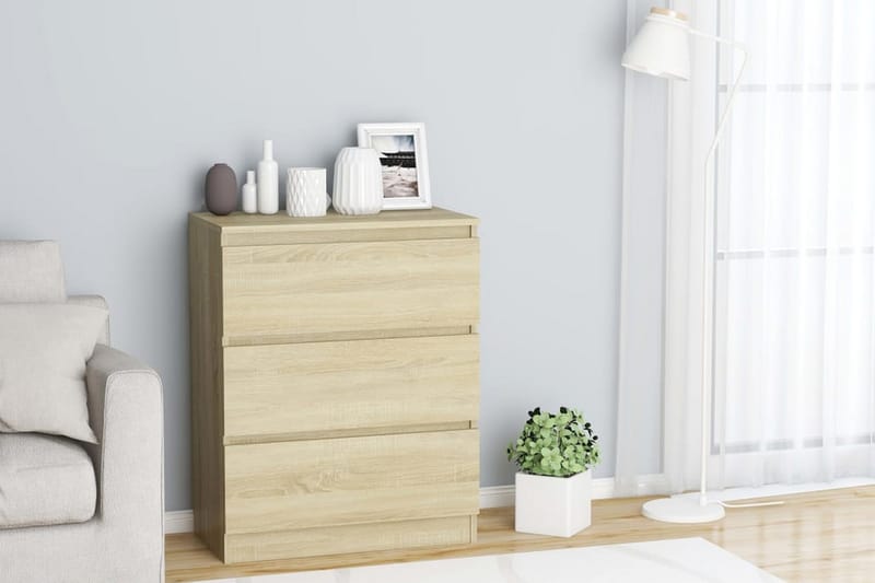 Skänk sonoma-ek 60x33,5x76 cm spånskiva - Brun - Förvaring - Förvaringsmöbler - Skänkar & sideboards