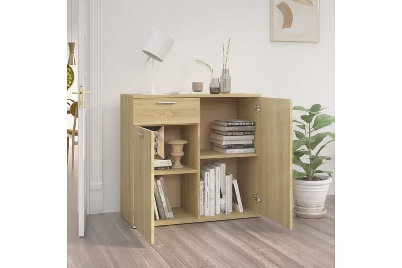 Skänk sonoma-ek 80x36x75 cm spånskiva - Brun - Förvaring - Förvaringsmöbler - Skänkar & sideboards