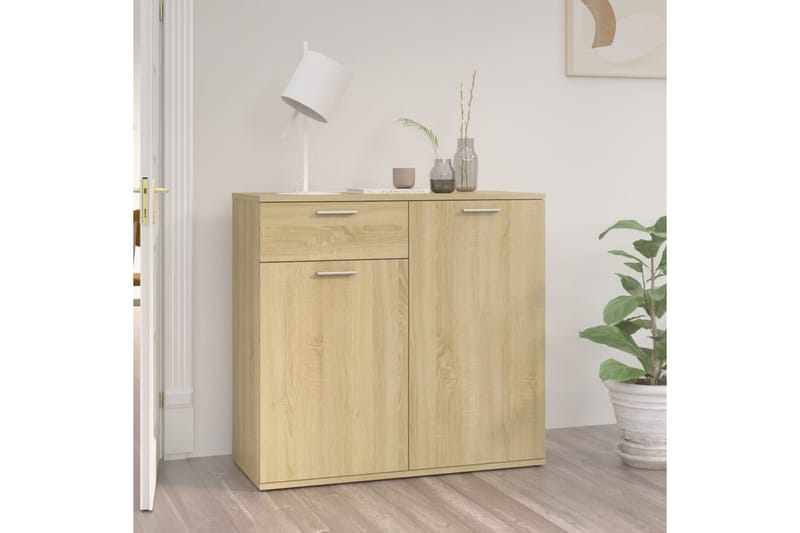 Skänk sonoma-ek 80x36x75 cm spånskiva - Brun - Förvaring - Förvaringsmöbler - Skänkar & sideboards