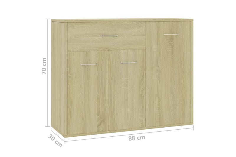 Skänk sonoma-ek 88x30x70 cm spånskiva - Brun - Förvaring - Förvaringsmöbler - Skänkar & sideboards