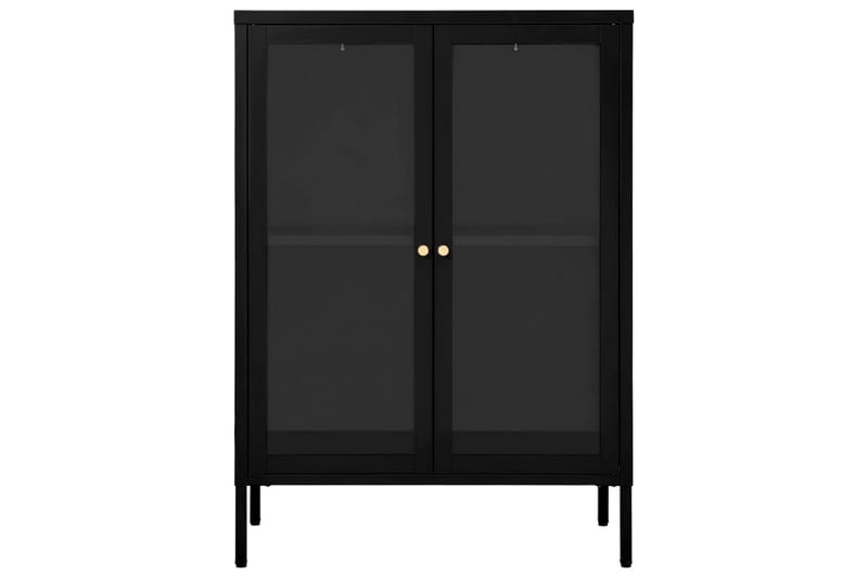 Skänk svart 75x35x105 cm stål och glas - Svart - Skänkar & sideboards