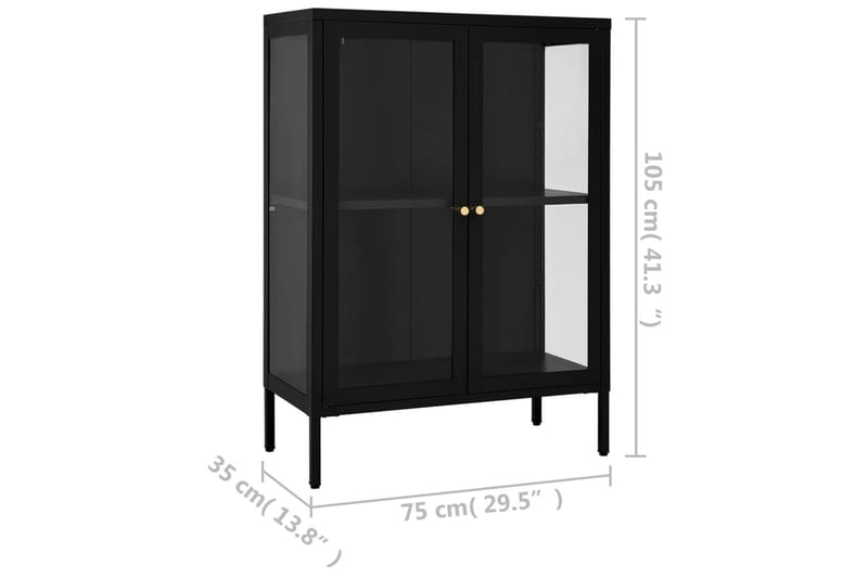 Skänk svart 75x35x105 cm stål och glas - Svart - Skänkar & sideboards