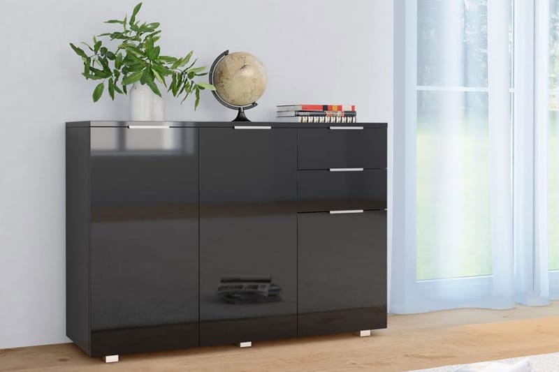 Skänk svart högglans 107x35x76 cm - Svart - Förvaring - Förvaringsmöbler - Skänkar & sideboards