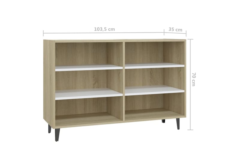 Skänk vit och sonoma-ek 103,5x35x70 cm spånskiva - Vit/ek - Förvaring - Förvaringsmöbler - Skänkar & sideboards