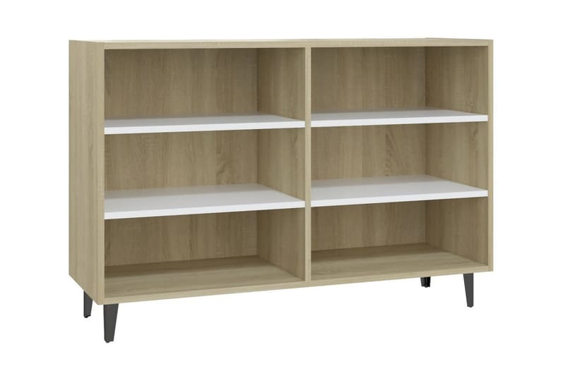 Skänk vit och sonoma-ek 103,5x35x70 cm spånskiva - Vit/ek - Förvaring - Förvaringsmöbler - Skänkar & sideboards