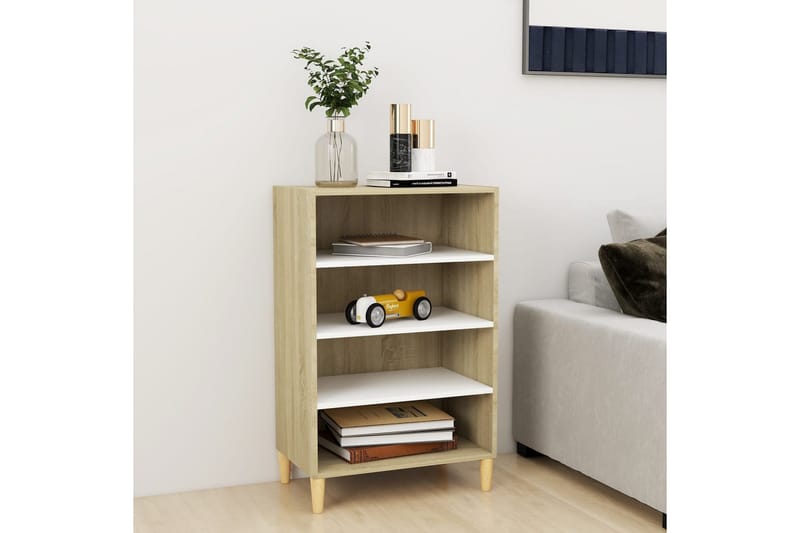 Skänk vit och sonoma-ek 57x35x90 cm spånskiva - Vit - Förvaring - Förvaringsmöbler - Skänkar & sideboards