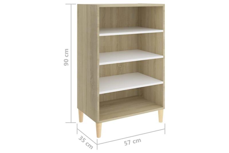 Skänk vit och sonoma-ek 57x35x90 cm spånskiva - Vit - Förvaring - Förvaringsmöbler - Skänkar & sideboards