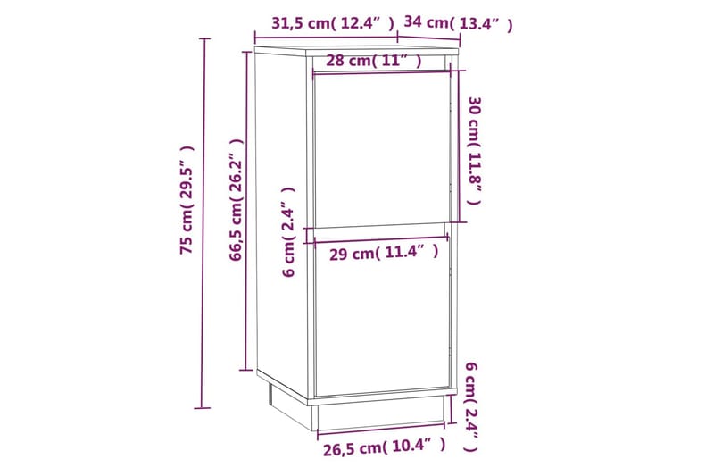 Skänkar 2 st honungsbrun 31,5x34x75 cm massiv furu - Brun - Förvaring - Förvaringsmöbler - Skänkar & sideboards