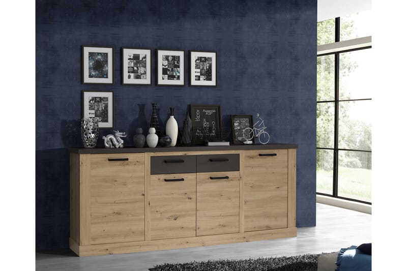 TIZOL Sideboard 90x213 cm Brun/Grå - Förvaring - Förvaringsmöbler - Skänkar & sideboards