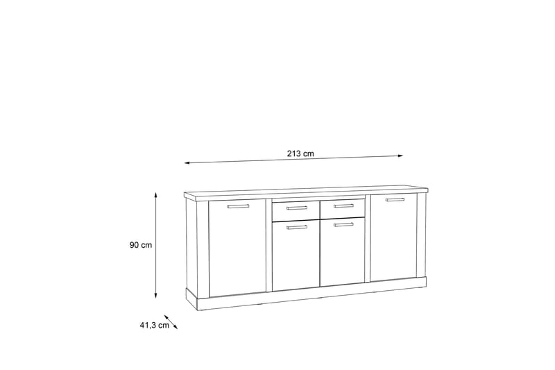 TIZOL Sideboard 90x213 cm Brun/Grå - Förvaring - Förvaringsmöbler - Skänkar & sideboards