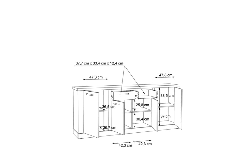 TIZOL Sideboard 90x213 cm Brun/Grå - Förvaring - Förvaringsmöbler - Skänkar & sideboards