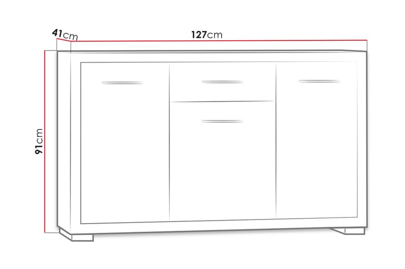 VEGAS Skänk 127,5x40,5x91 cm - Beige/Grå - Förvaring - Förvaringsmöbler - Skänkar & sideboards