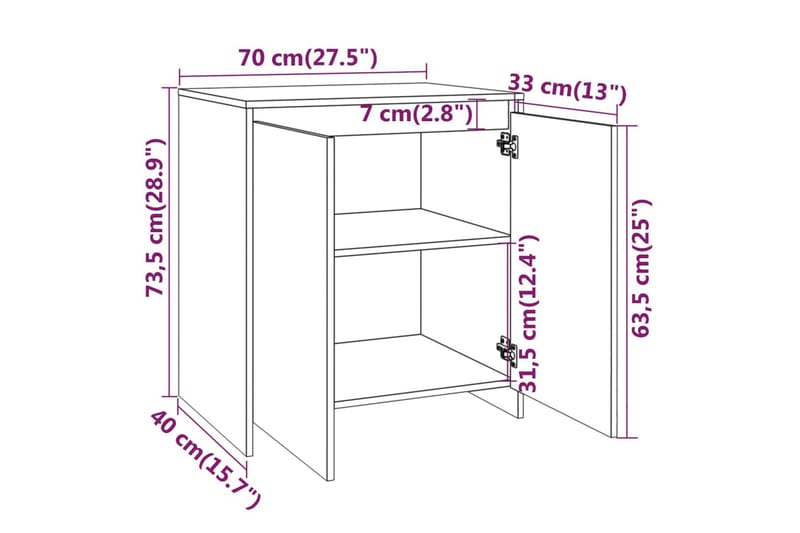 Skänk 3 delar vit konstruerat trä - Vit - Förvaring - Förvaringsmöbler - Skänkar & sideboards