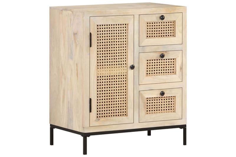 Skänk 60x35x70 cm massivt mangoträ och naturlig rotting - Brun - Förvaring - Förvaringsmöbler - Skänkar & sideboards