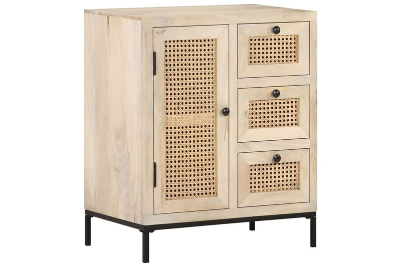 Skänk 60x35x70 cm massivt mangoträ och naturlig rotting - Brun - Förvaring - Förvaringsmöbler - Skänkar & sideboards