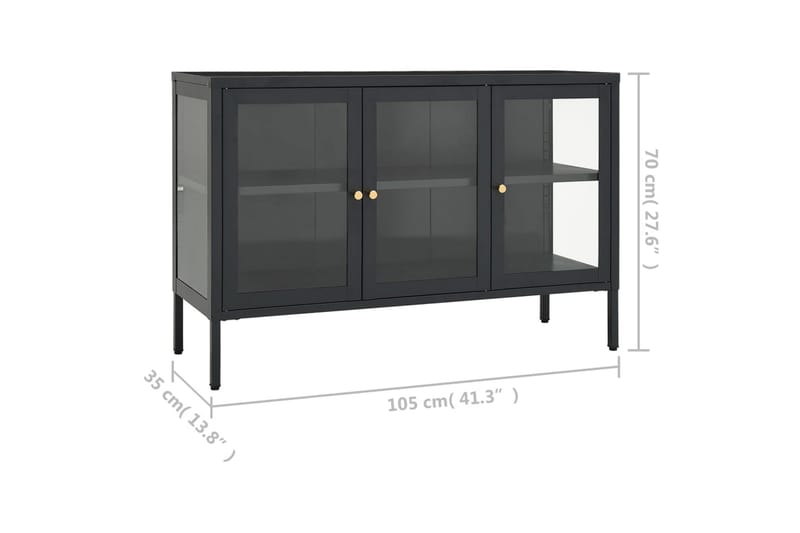 Skänk antracit 105x35x70 cm stål och glas - Antracit - Förvaring - Förvaringsmöbler - Skänkar & sideboards