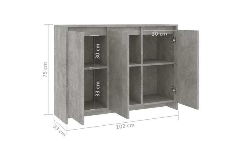 Skänk betonggrå 102x33x75 cm spånskiva - Betonggrå - Förvaring - Förvaringsmöbler - Skänkar & sideboards