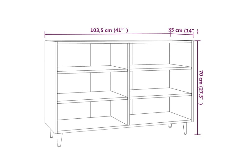 Skänk brun ek 103,5x35x70 cm spånskiva - Brun - Förvaring - Förvaringsmöbler - Skänkar & sideboards