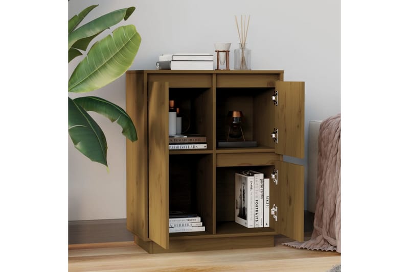 Skänk honungsbrun 60x34x75 cm massiv furu - Brun - Skänkar & sideboards