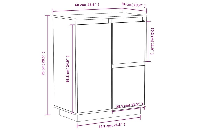 Skänk honungsbrun 60x34x75 cm massiv furu - Brun - Skänkar & sideboards