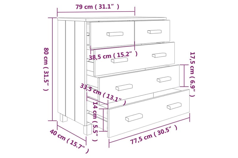 Skänk honungsbrun 79x40x80 cm massiv furu - Honung - Förvaring - Förvaringsmöbler - Skänkar & sideboards