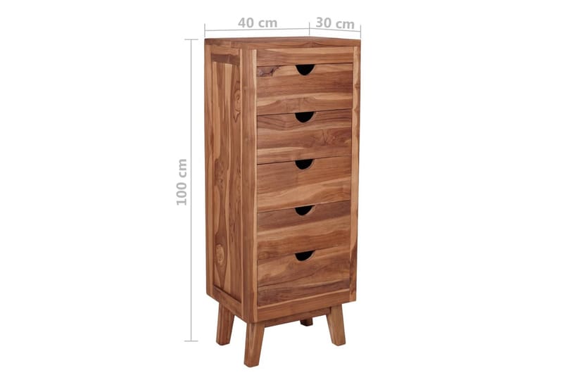 Skänk med 5 lådor 40x30x100 cm massiv teak - Brun - Förvaring - Förvaringsmöbler - Skänkar & sideboards