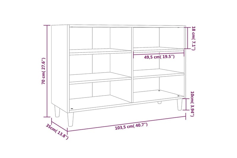 Skänk rökfärgad ek 103,5x35x70 cm spånskiva - Rökfärgad ek - Förvaring - Förvaringsmöbler - Skänkar & sideboards