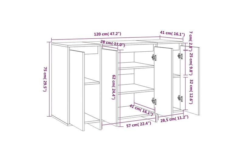 Skänk svart 120x41x75 cm spånskiva - Svart - Förvaring - Förvaringsmöbler - Skänkar & sideboards