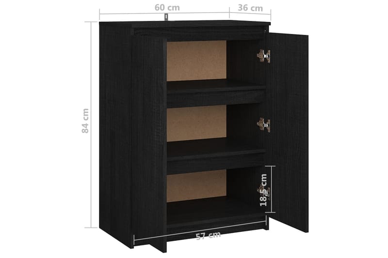 Skänk svart 60x36x84 cm massivt furuträ - Svart - Förvaring - Förvaringsmöbler - Skänkar & sideboards