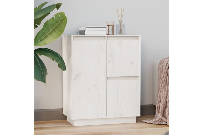 Skänk vit 60x34x75 cm massiv furu - Vit - Skänkar & sideboards