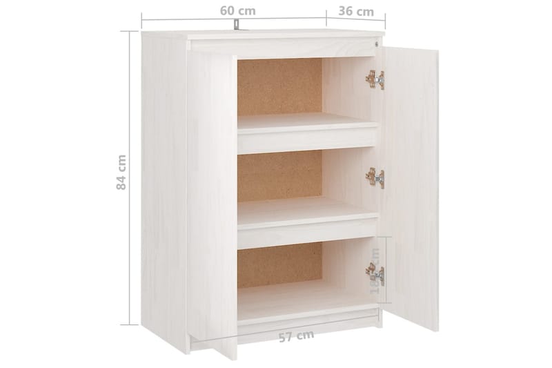 Skänk vit 60x36x84 cm massivt furuträ - Vit - Förvaring - Förvaringsmöbler - Skänkar & sideboards