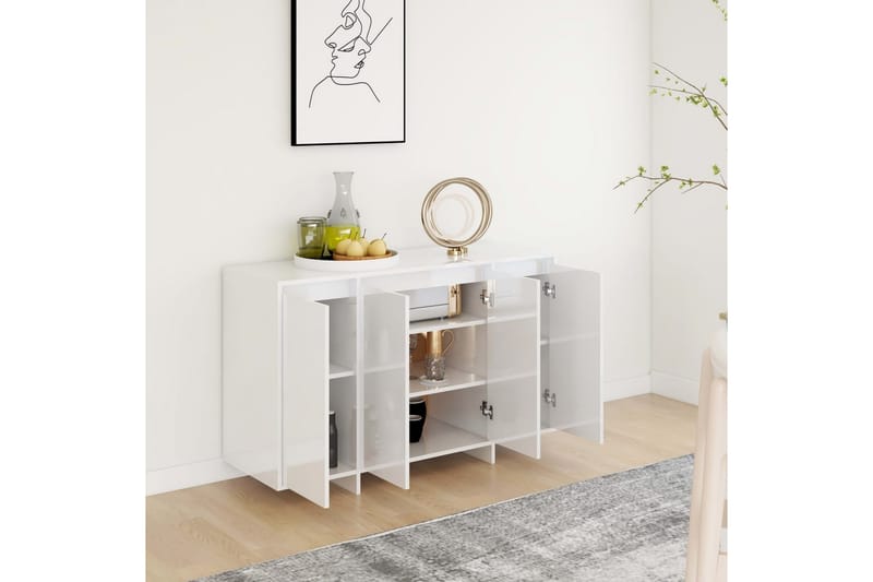 Skänk vit högglans 120x41x75 cm spånskiva - Vit högglans - Förvaring - Förvaringsmöbler - Skänkar & sideboards