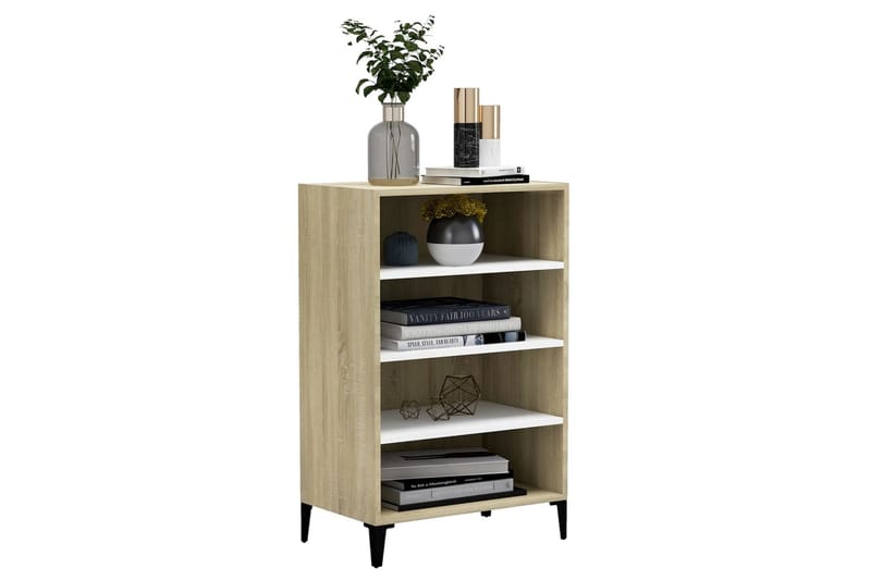 Skänk vit och sonoma-ek 57x35x90 cm spånskiva - Vit - Förvaring - Förvaringsmöbler - Skänkar & sideboards