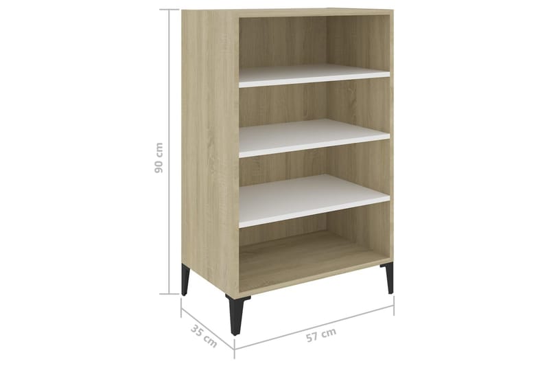 Skänk vit och sonoma-ek 57x35x90 cm spånskiva - Vit - Förvaring - Förvaringsmöbler - Skänkar & sideboards