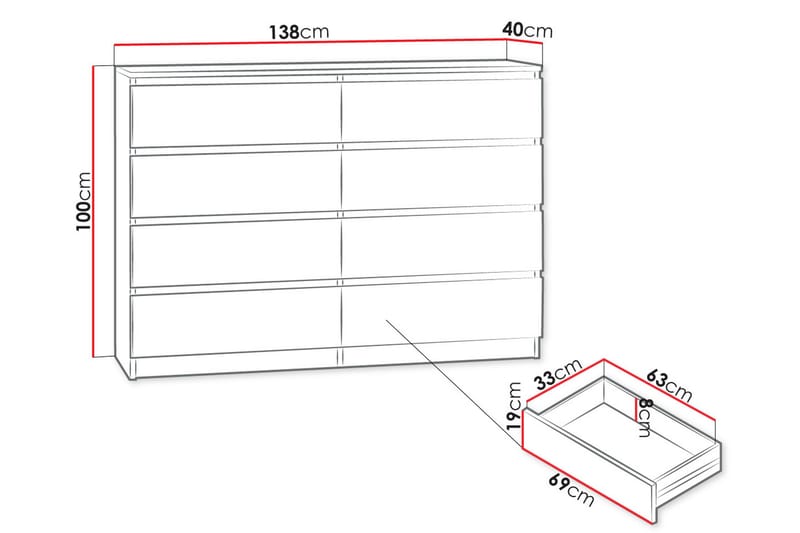 VICENZA Byrå 138 cm Svart - Förvaring - Förvaringsmöbler - Byrå