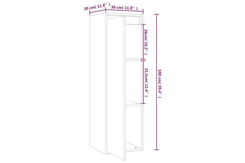beBasic Väggskåp 30x30x100 cm massiv furu honungbrun - Förvaring - Köksförvaring - Kökshylla
