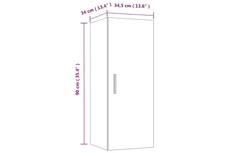 beBasic Väggskåp rökfärgad ek 34,5x34x90 cm konstruerat trä - Förvaring - Köksförvaring - Kökshylla